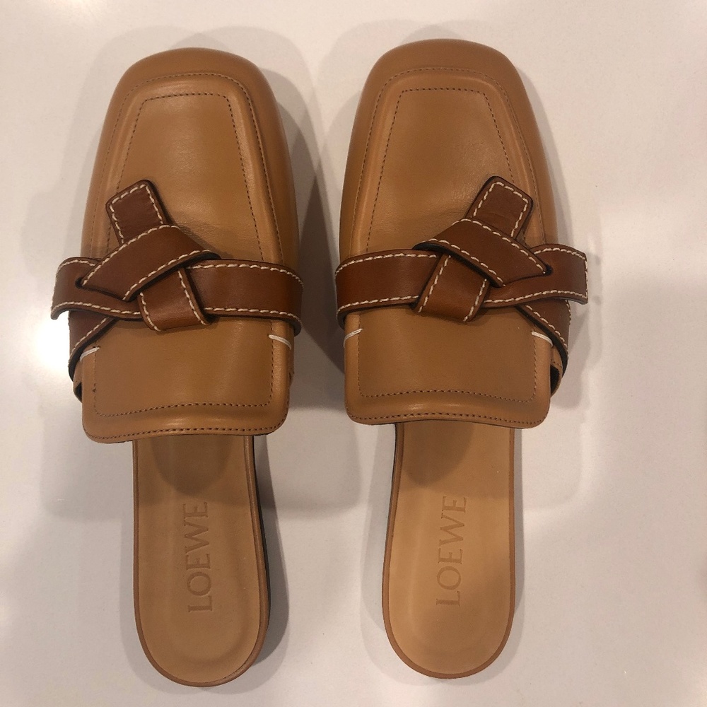 Loewe Tan Leather Slides  Size 40/10M